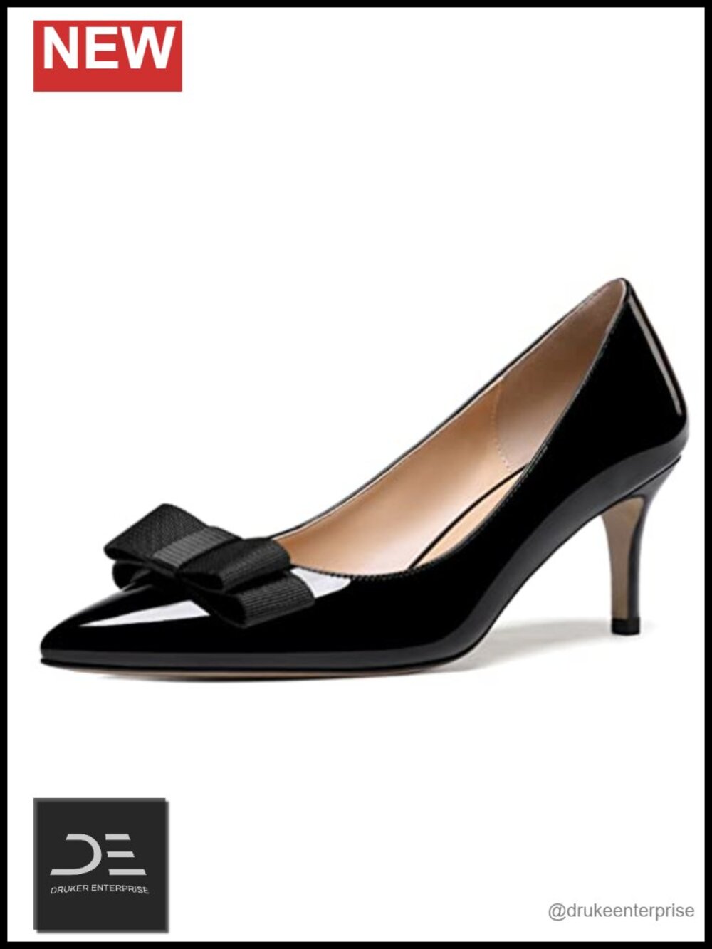Women's Patent Heels Pointed Toe Stiletto Dress Pumps 2.5" Bow